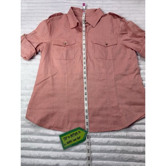 Talbots Pullover Shirt w/ Pearl Snap Button Pockets & Folded Sleeve Women's M - Picture 3 of 12